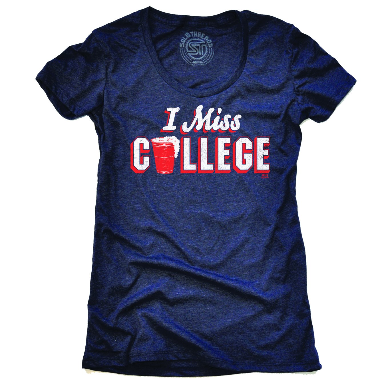 Women's I Miss College Vintage Millennial Graphic T-Shirt | Funny Partying Tee | Solid Threads