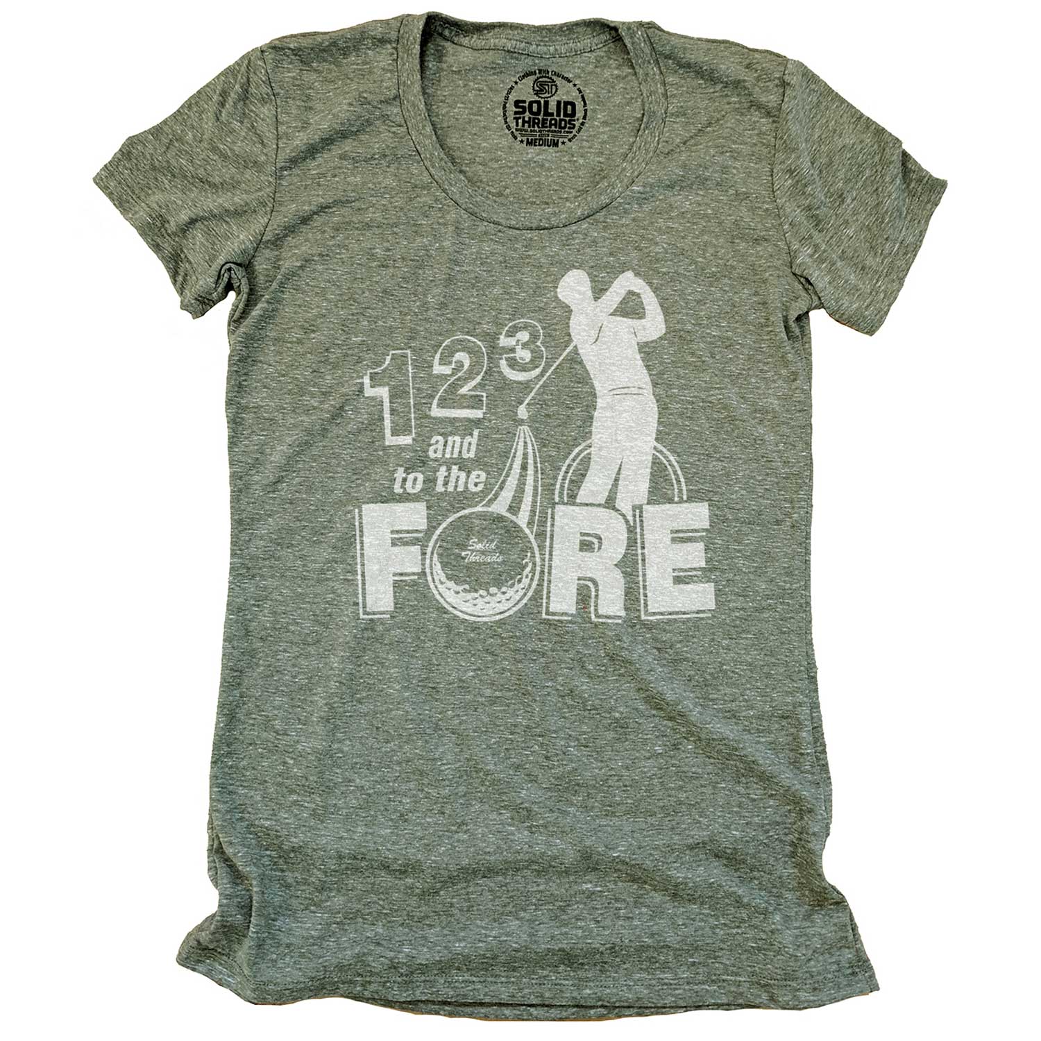 Women's 1, 2, 3, Fore Vintage Sports Graphic T-Shirt | Funny Golf Course Tee | Solid Threads