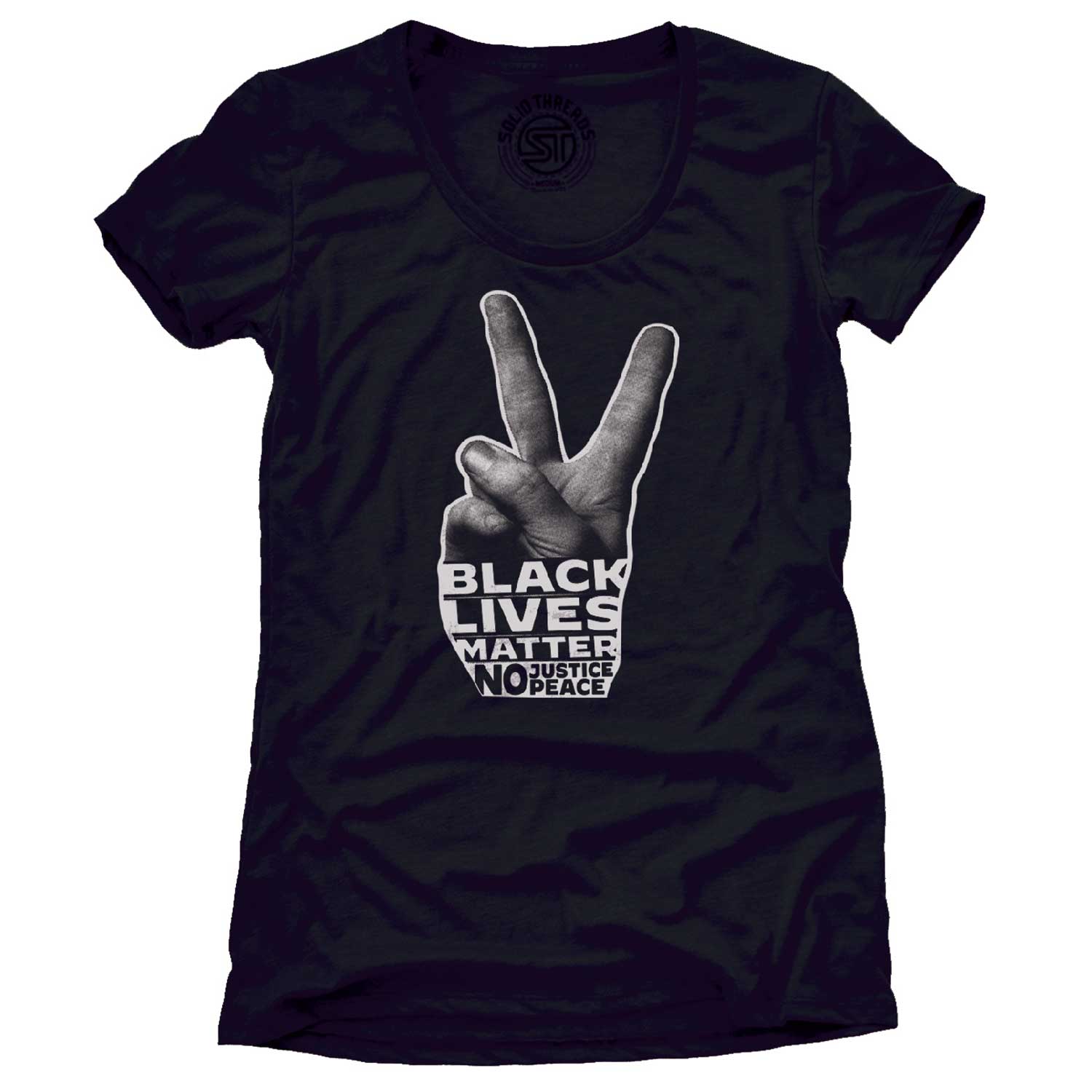 Women's Black Lives Matter Cool Peace Sign Graphic T-Shirt | Vintage Activist Tee | Solid Threads