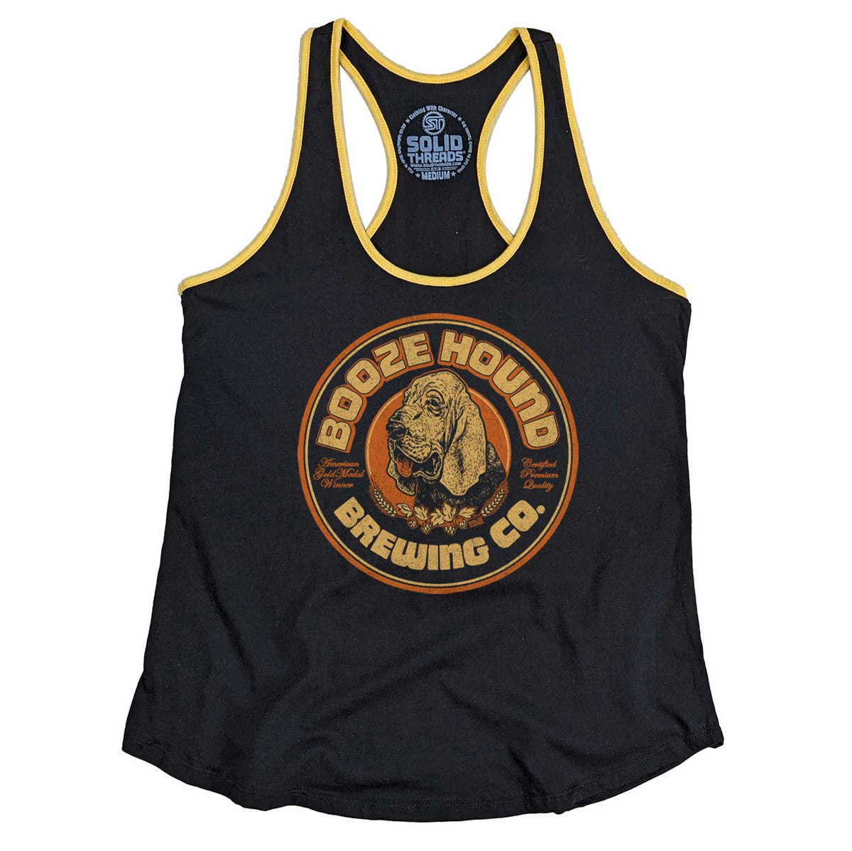 Women&#39;s Boozehound Brewing Co. Vintage Graphic Tank Top | Funny Drinking T-shirt | Solid Threads