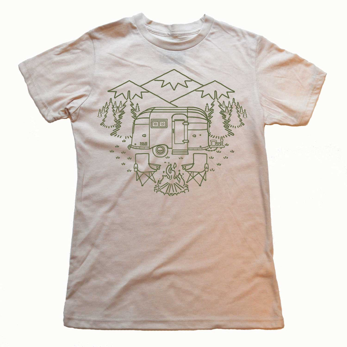 Women&#39;s Camp Site Vintage Graphic Crop Top | Retro Camping T-shirt | Solid Threads