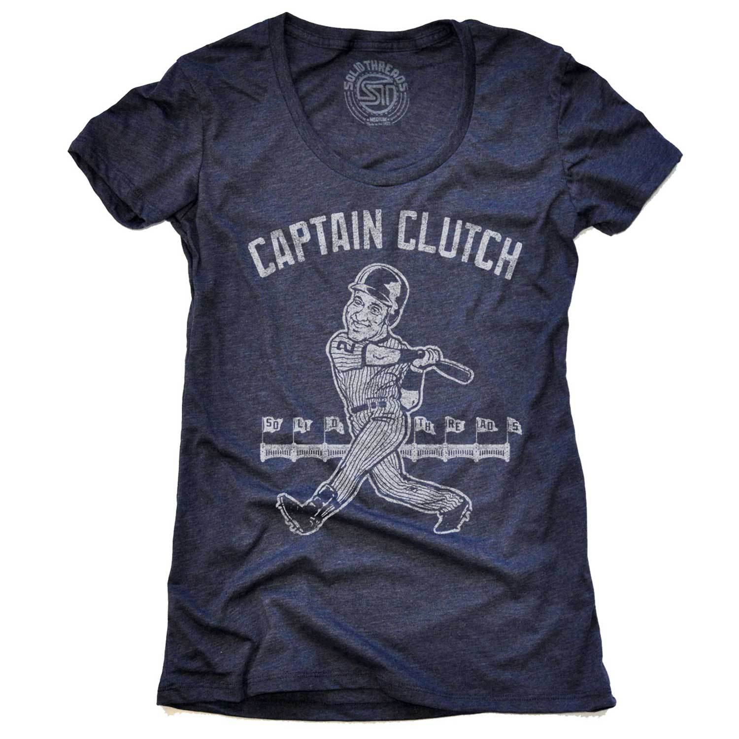 Women's Captain Clutch Cool Baseball Graphic T-Shirt | Vintage Derek Jeter Tee | Solid Threads