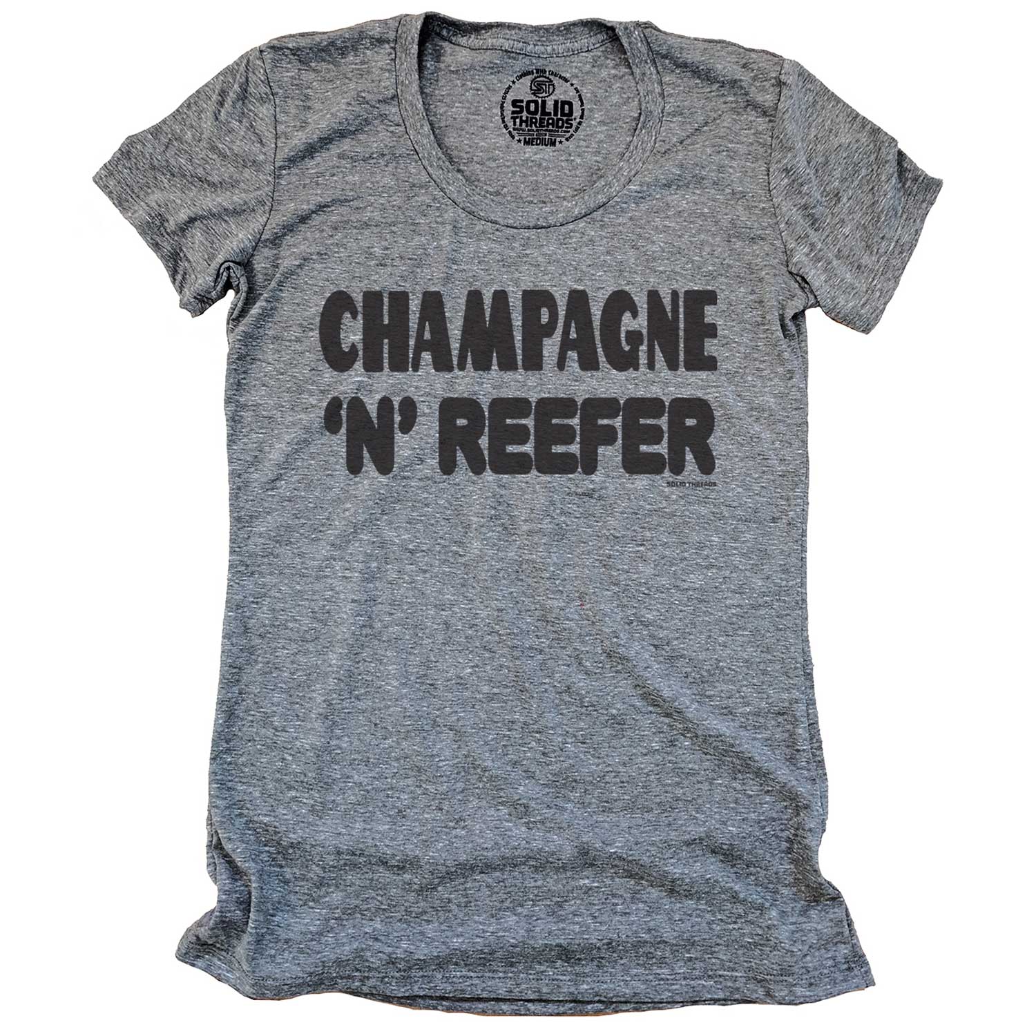 Women's Champagne & Reefer Vintage Inspired T-shirt | Retro Party Graphic Tee | Solid Threads