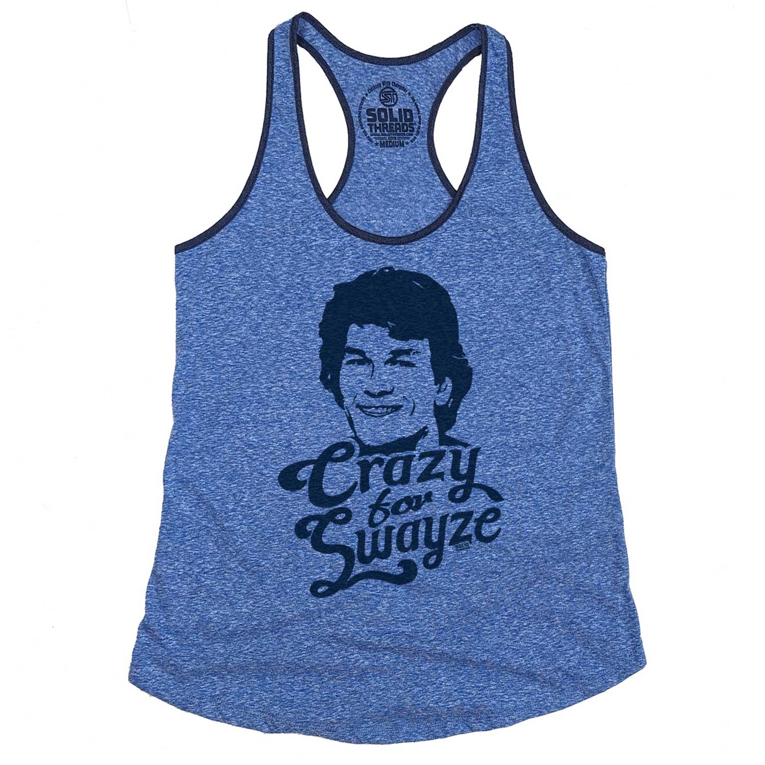 Women's Crazy for Swayze Vintage Graphic Tank Top | Retro Patrick Swayze T-shirt | Solid Threads