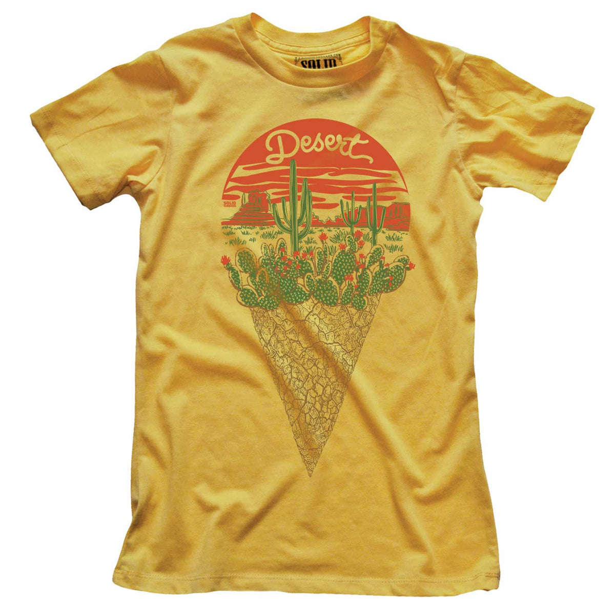 Women&#39;s Desert Vintage Graphic Crop Top | Retro Ice Cream T-shirt | Solid Threads