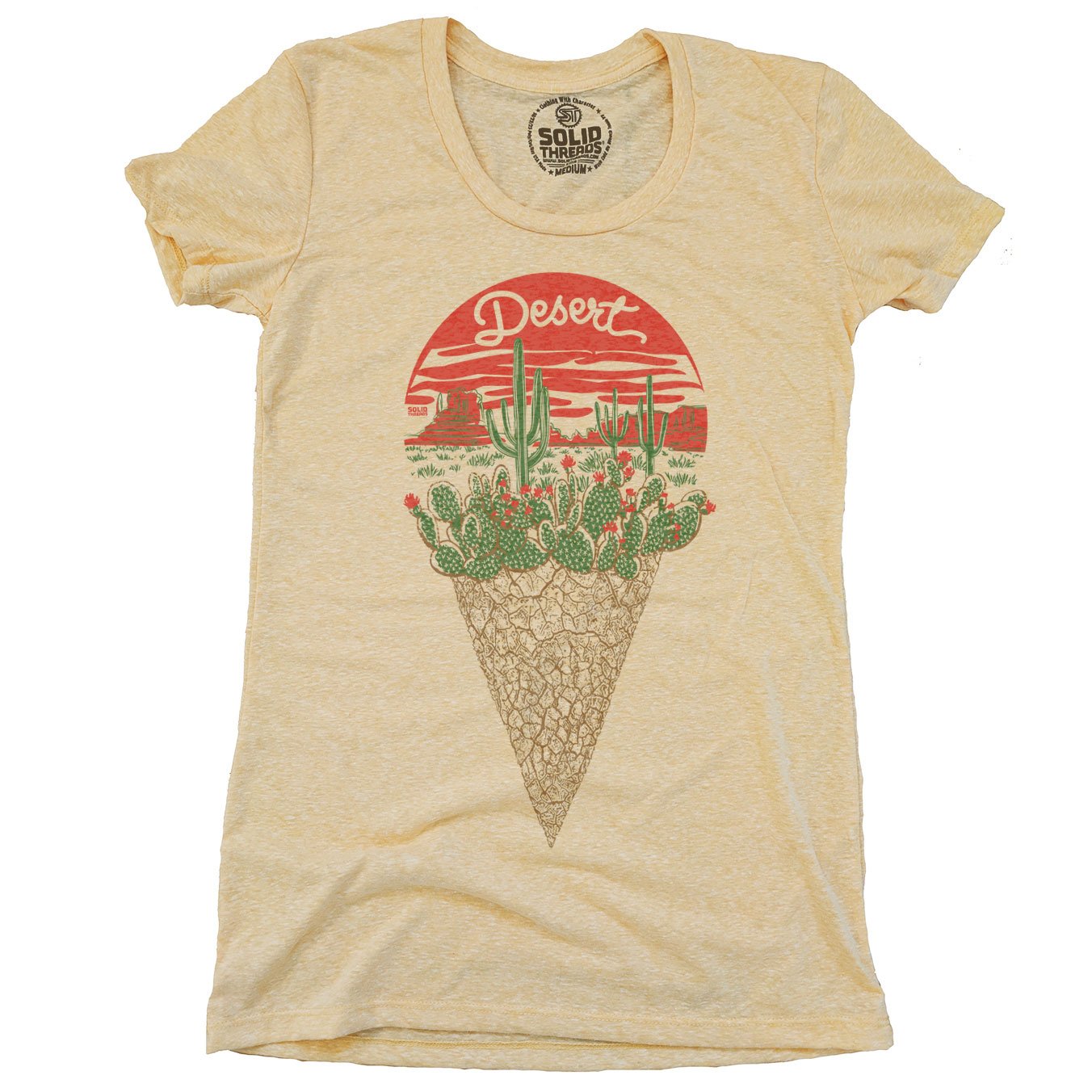 Women's Desert Dessert Cone Funny Graphic T-Shirt | Vintage Food Pun Triblend Tee | Solid Threads
