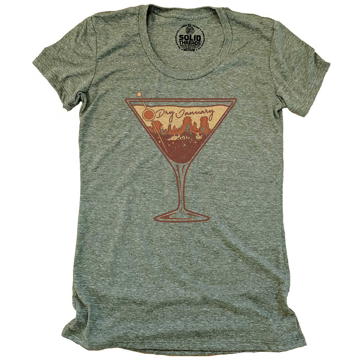 Women&#39;s Dry January Vintage Recovery Graphic T-Shirt | Funny Proud Sobreity Tee | Solid Threads