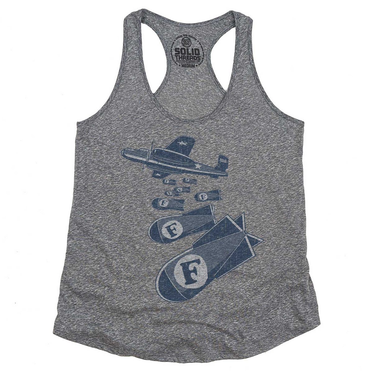 Women&#39;s F-Bombs Vintage Graphic Tank Top | Funny Swearing T-shirt | Solid Threads