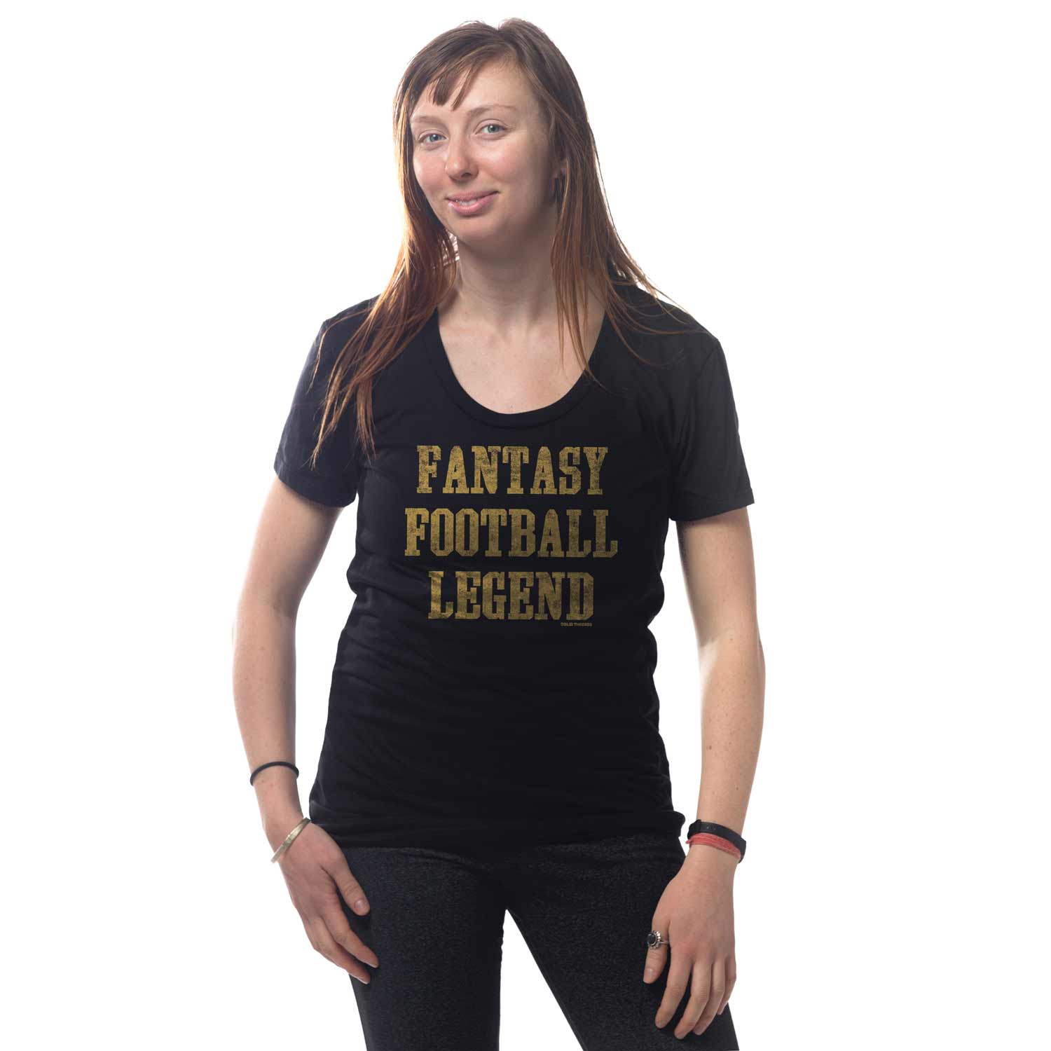 Women's Fantasy Football Legend Vintage Graphic Tee | Funny Sports T-shirt on Model | Solid Threads