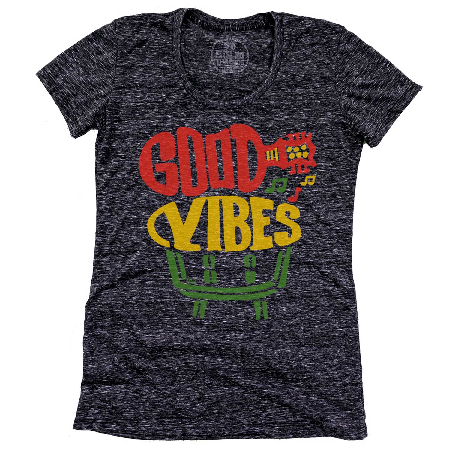 Women's Good Vibes Cool Jamaican Graphic T-Shirt | Vintage Reggae Music Tee | Solid Threads