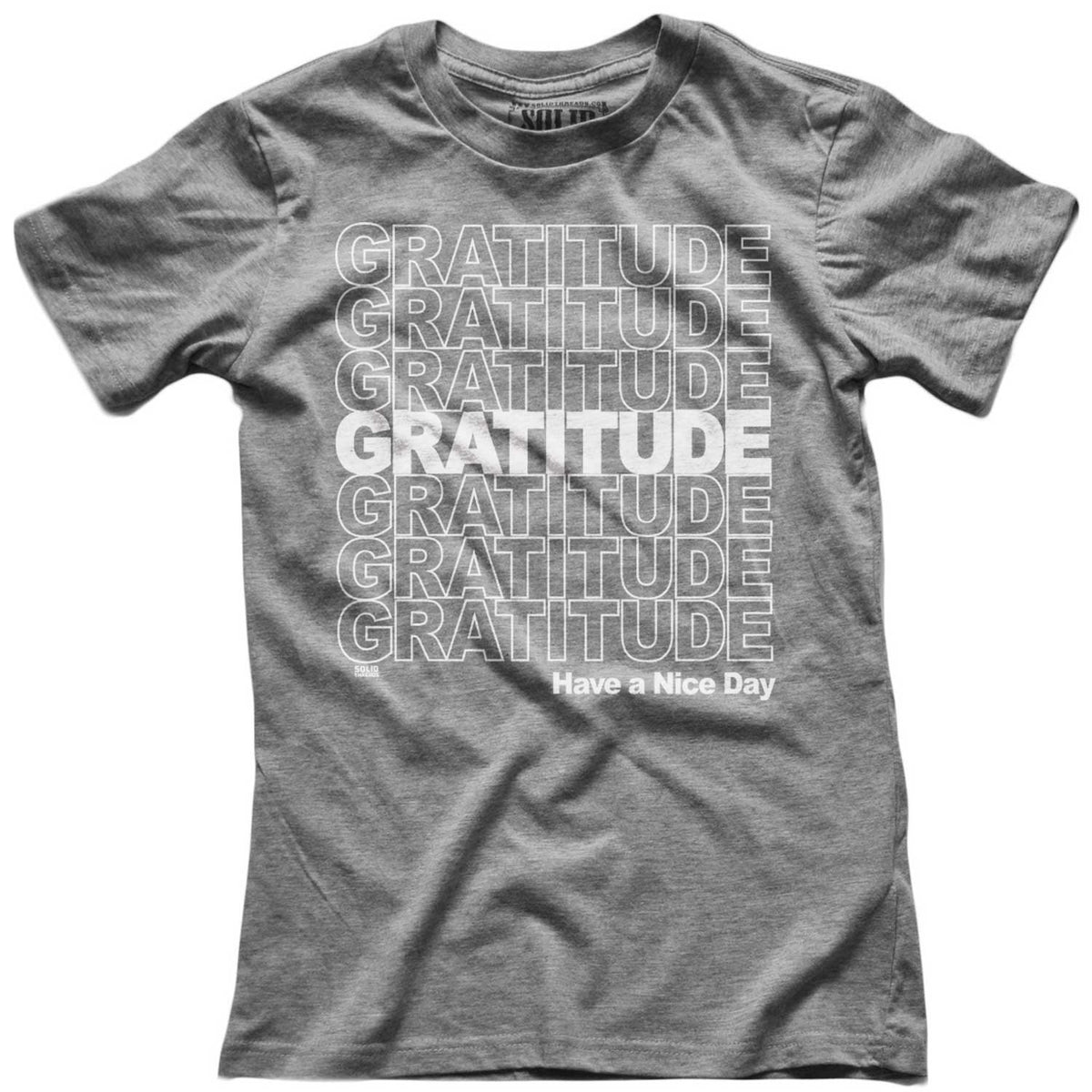 Women&#39;s Gratitude Vintage Graphic Crop Top | Retro Mindfulness T-shirt | Solid Threads