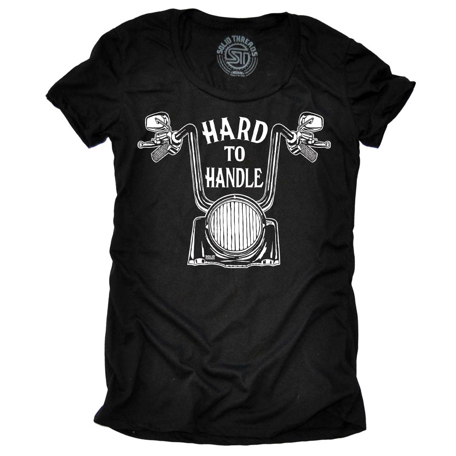 Women's Hard To Handle Cool Motorcycle Graphic T-Shirt | Vintage Bike Soft Tee | Solid Threads