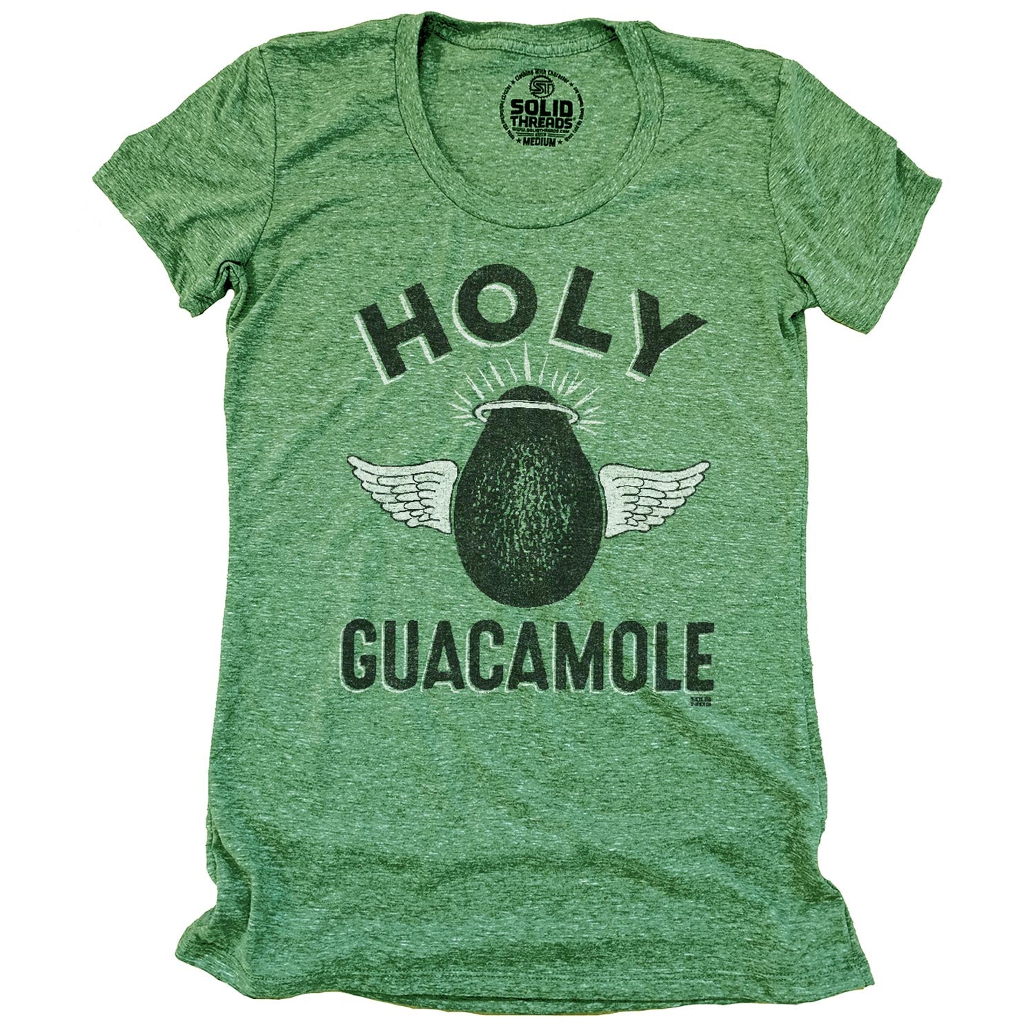 Women's Holy Guacamole Vintage Mexican Food Graphic | Funny Avocado Triblend T-shirt | SOLID THREADS