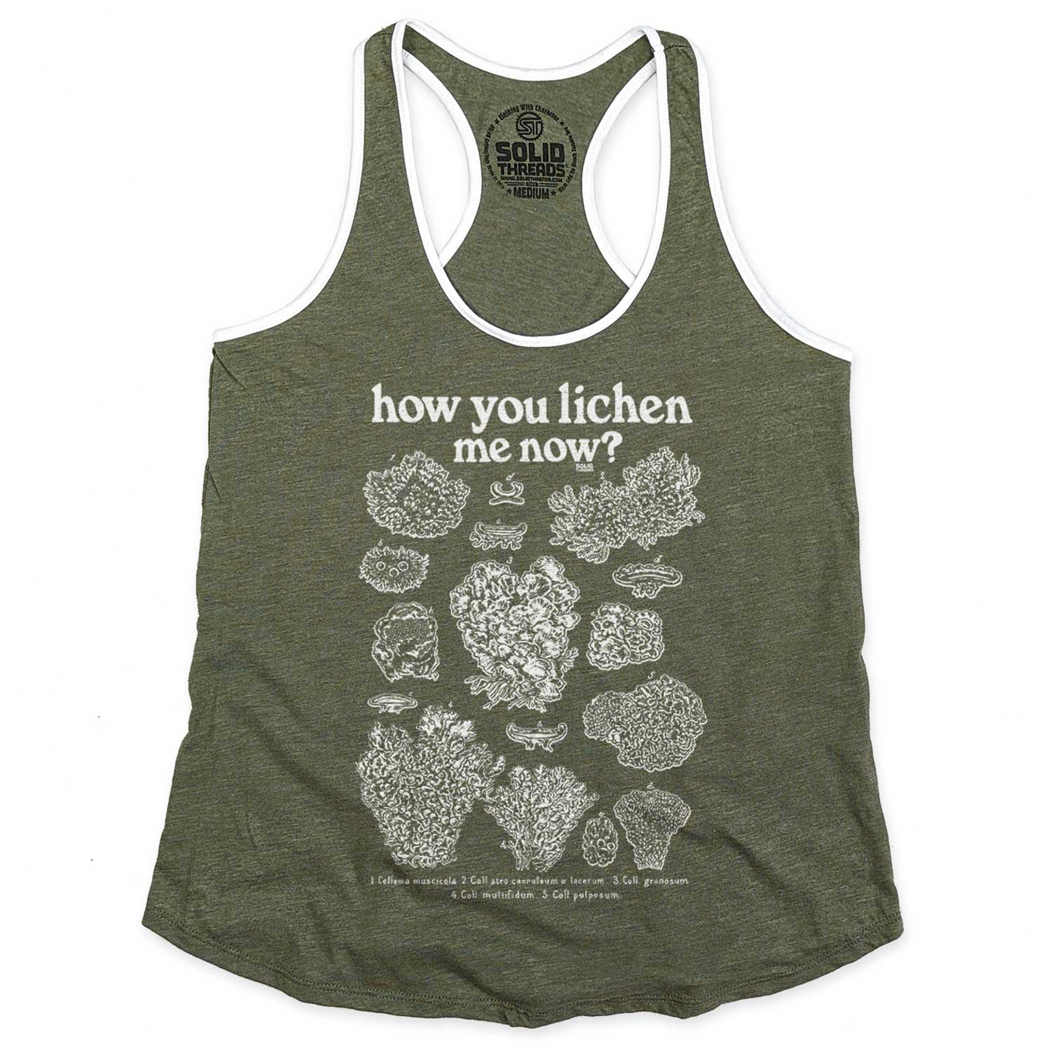 Women's How You Lichen Me Now Vintage Graphic Tank Top | Funny Moss T-shirt | Solid Threads