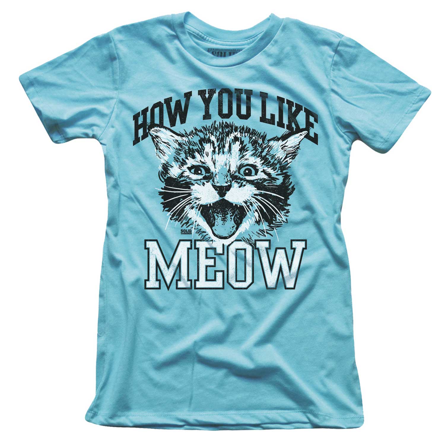 Women's How You Like Meow Vintage Graphic Crop Top | Funny Cat T-shirt | Solid Threads