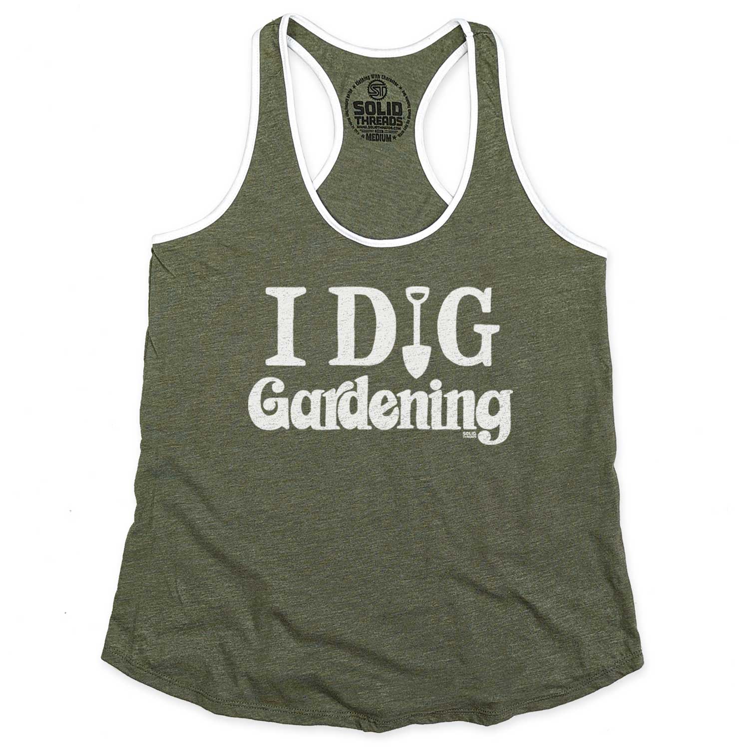 Women's I Dig Gardening Vintage Graphic Tank Top | Funny Gardening T-shirt | Solid Threads