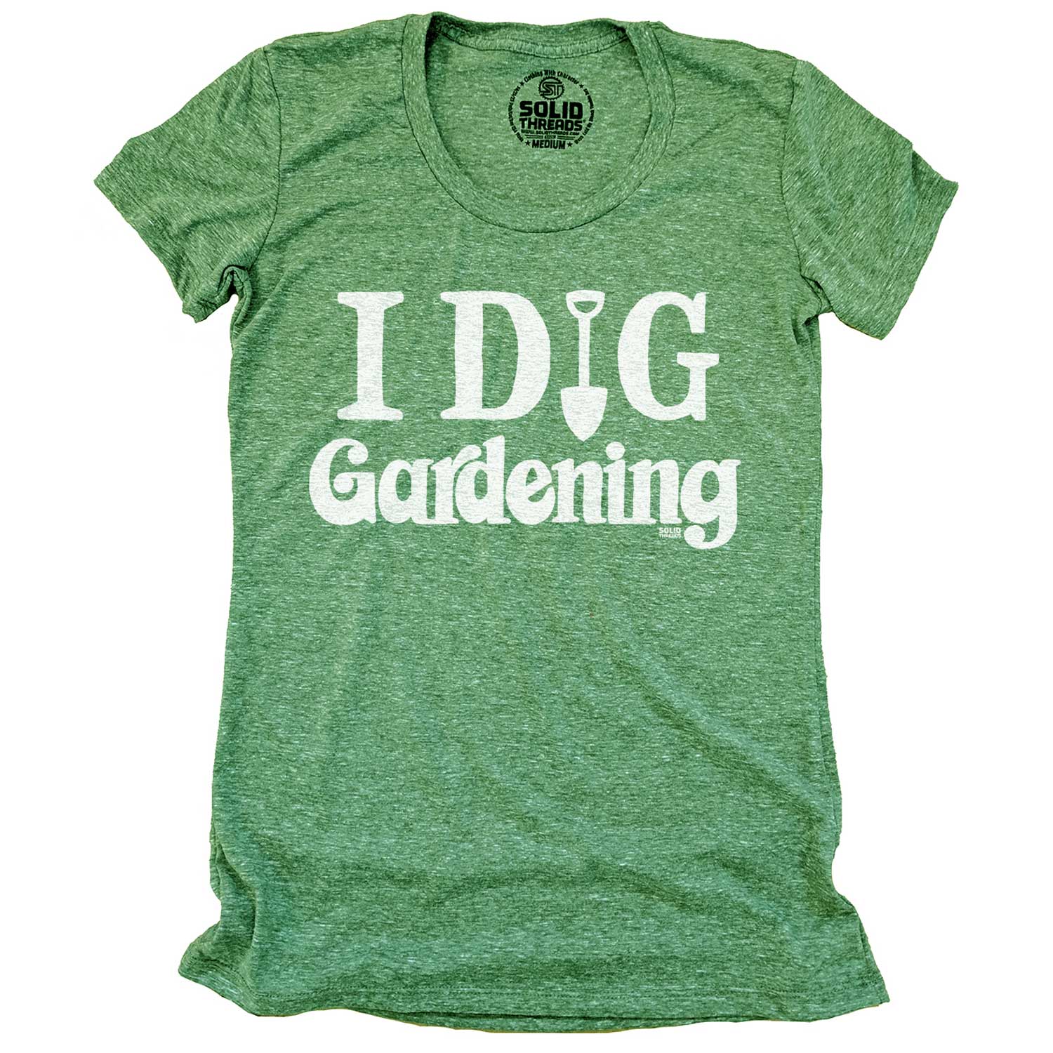 Vintage Women's I Dig Gardening Cute Farmer Graphic Tee | Funny Plant Parent T-Shirt | Solid Threads