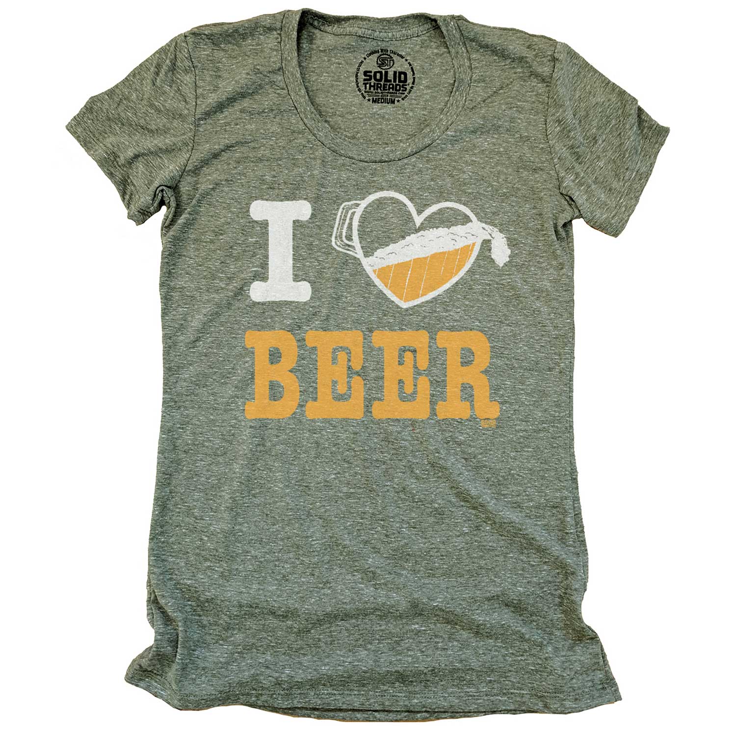 Women's I Heart Beer Vintage Inspired T-shirt | Funny Drinking Graphic Tee With Pitcher | Solid Threads