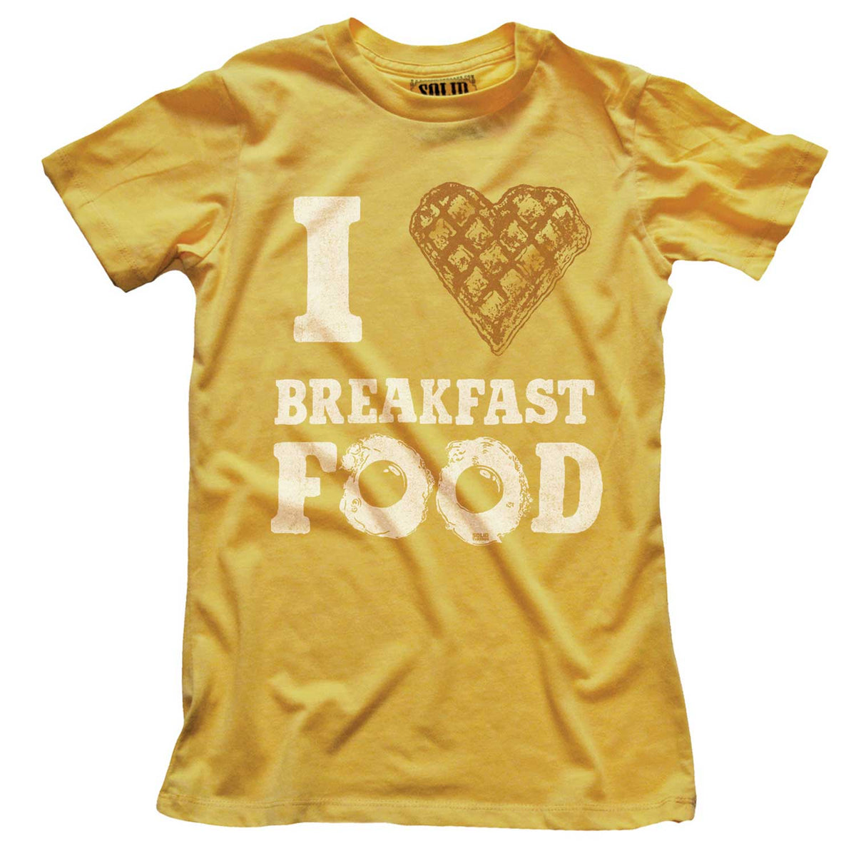 Women&#39;s I Heart Breakfast Food Vintage Graphic Crop Top | Funny Breakfast T-shirt | Solid Threads