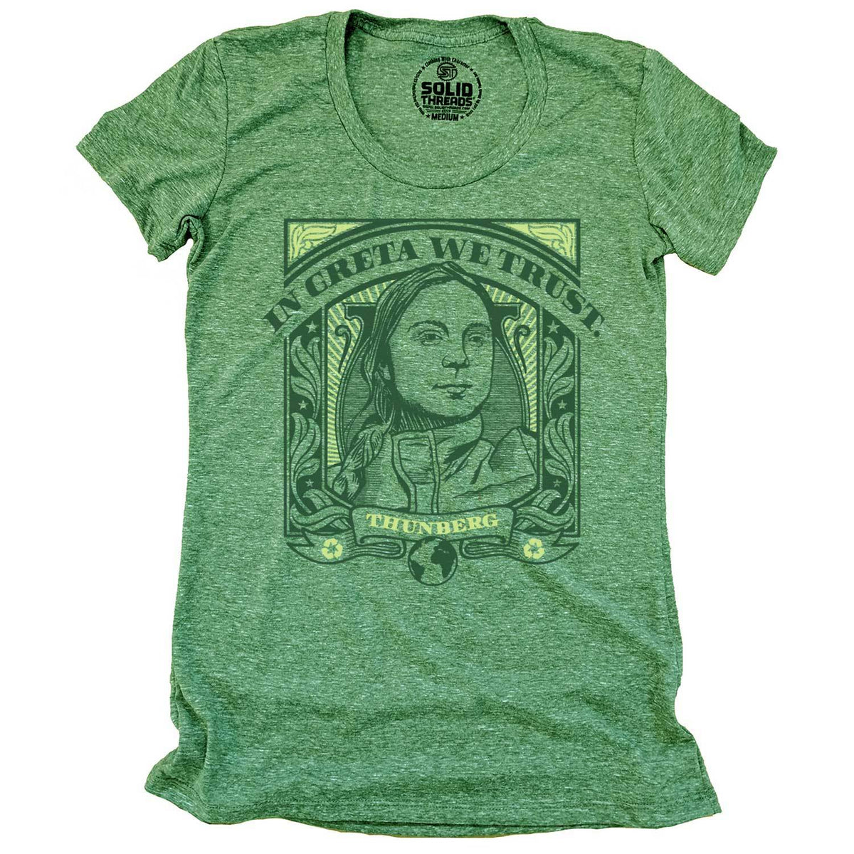 Women&#39;s In Greta We Trust Cool Graphic T-Shirt | Vintage Fridays for Future Tee | Solid Threads