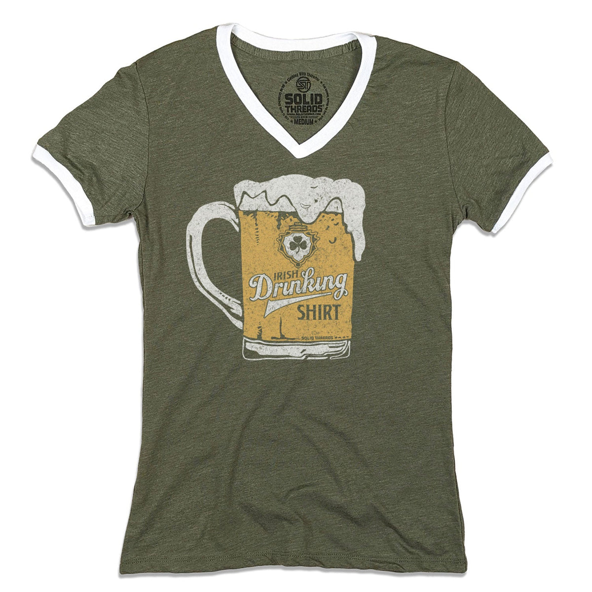 Women&#39;s Irish Drinking Shirt Ringer V-Neck Tee