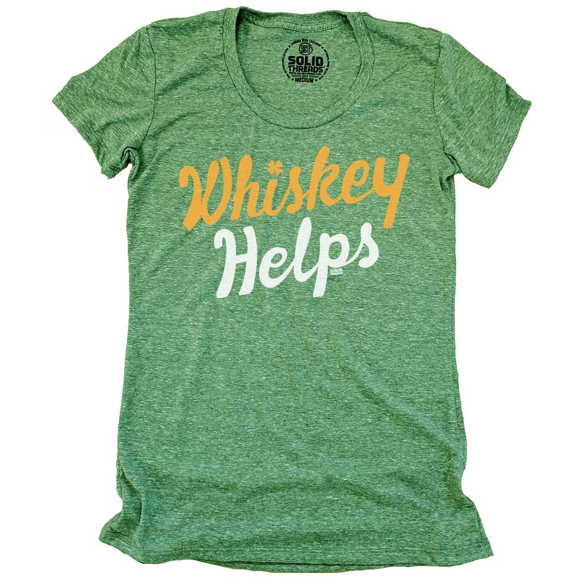 Women&#39;s Irish Whiskey Helps Vintage Graphic Tee | Funny Drinking T-shirt | Solid Threads