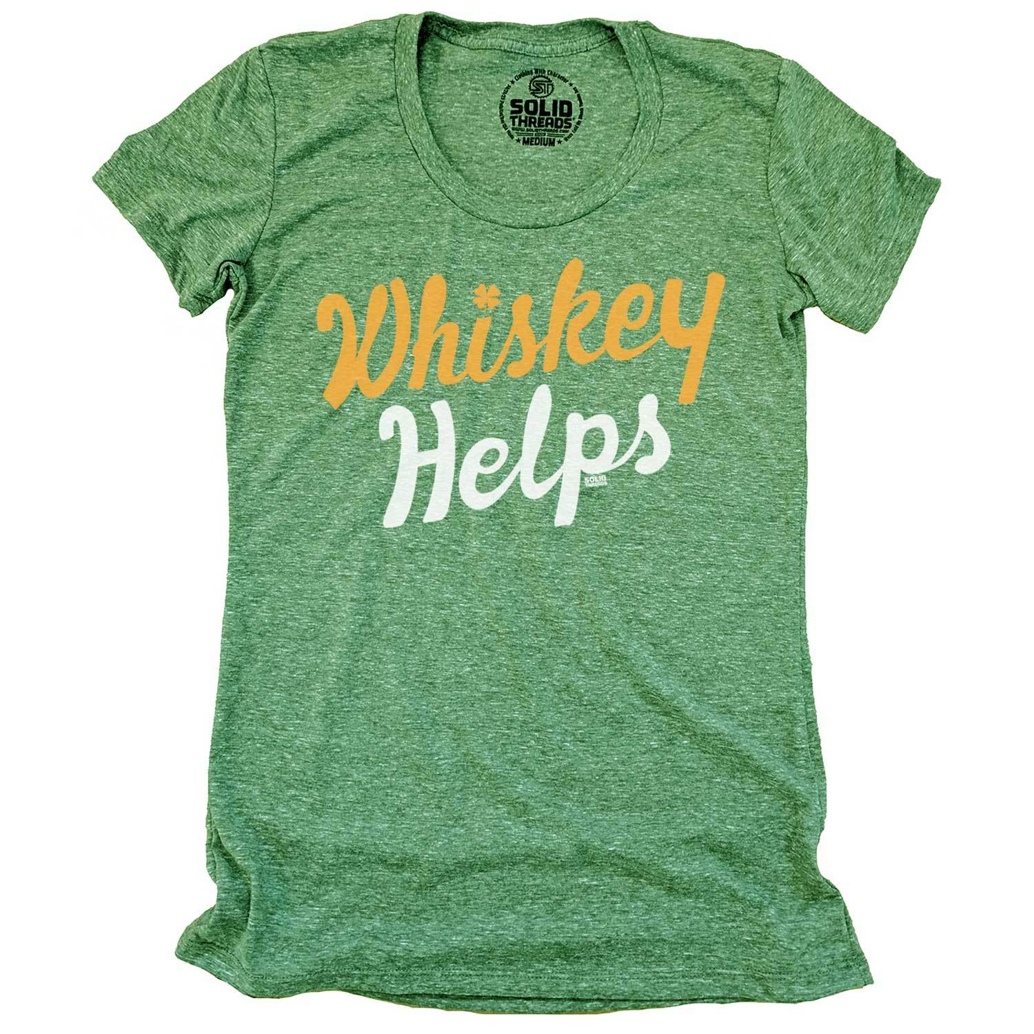 Women's Irish Whiskey Helps Vintage Graphic Tee | Funny Drinking T-shirt | Solid Threads