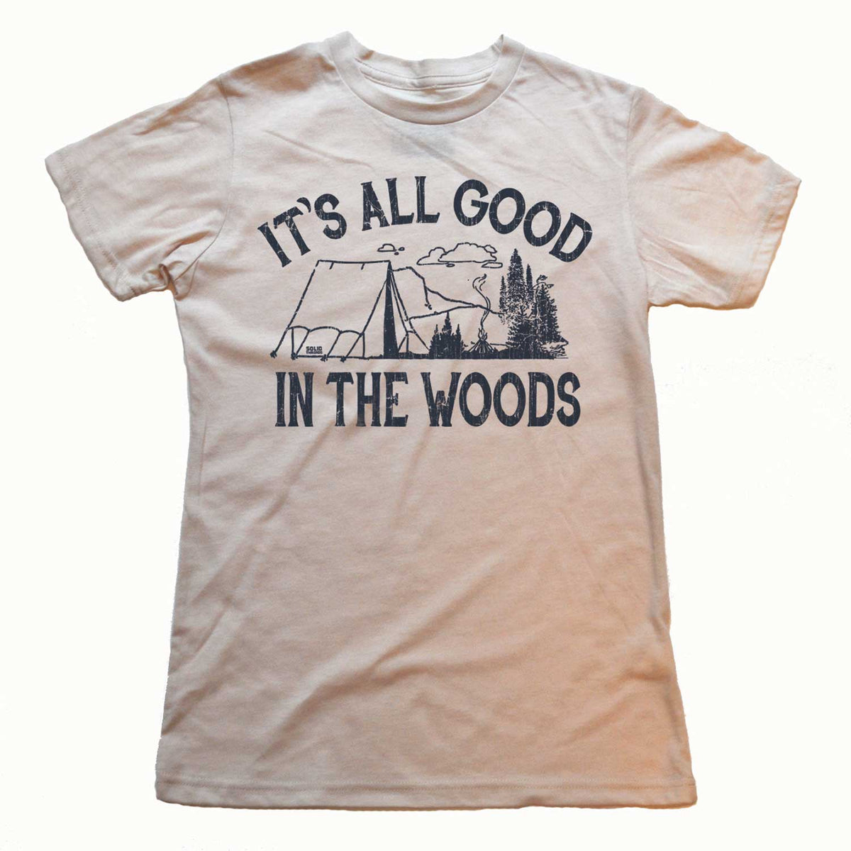 Women&#39;s It&#39;s All Good In The Woods Vintage Graphic Crop Top | Retro Camping T-shirt | Solid Threads