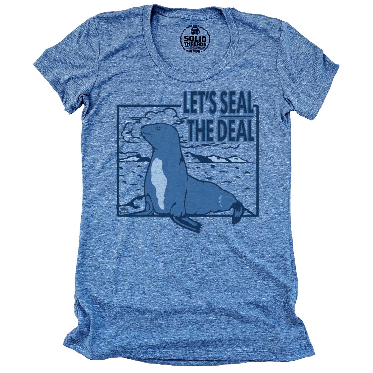 Women's Seal The Deal Vintage Beach Graphic T-Shirt | Funny Ocean Animal Tee | Solid Threads