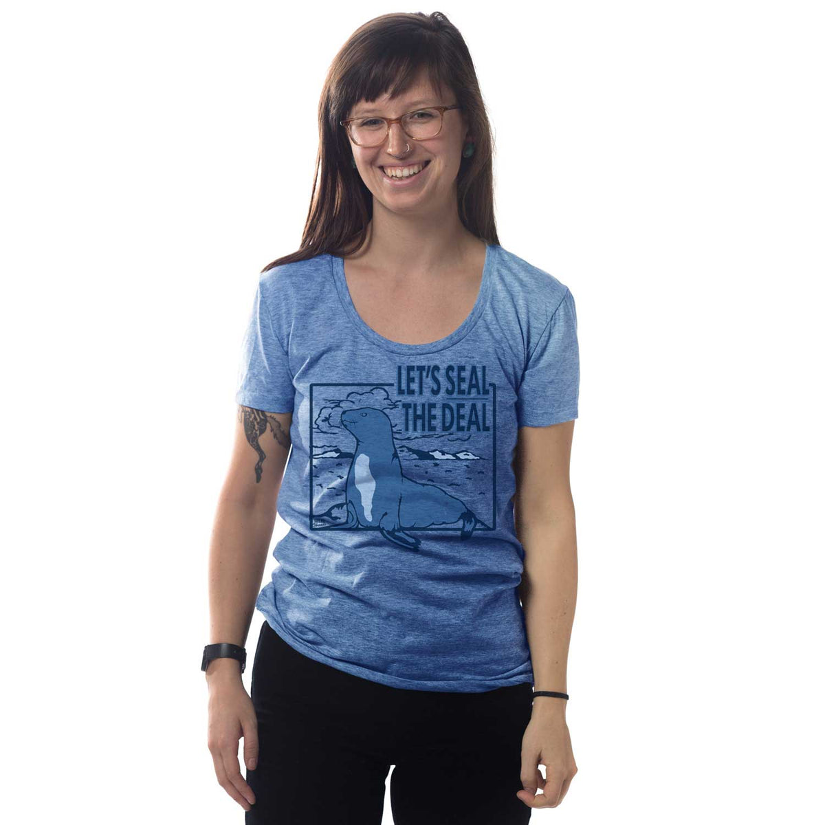 Women's Seal The Deal Vintage Graphic Tee | Funny Valentine's Day T-shirt on Model | Solid Threads