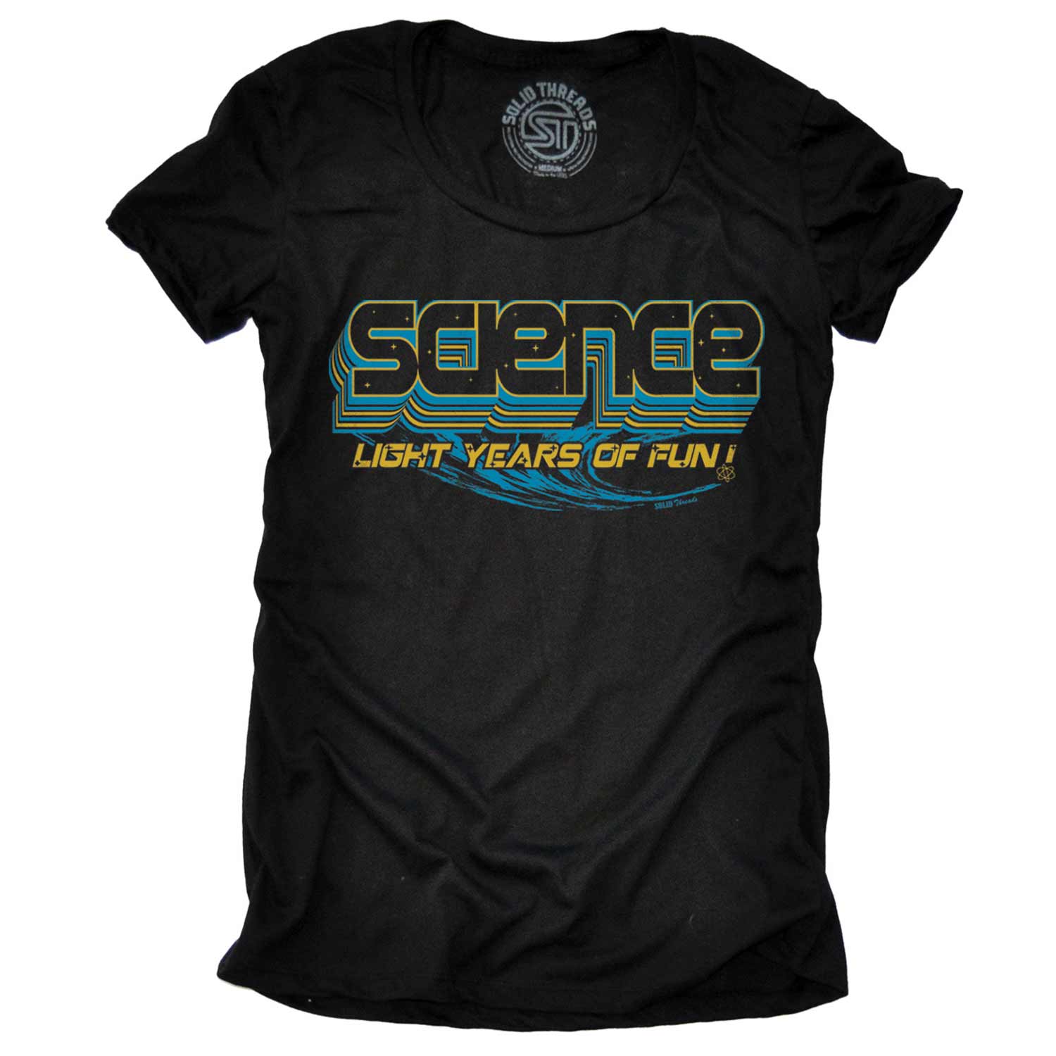 Women’s Science Light Years of Fun Retro STEM Graphic Tee | Funny Astronomy T-shirt | Solid Threads