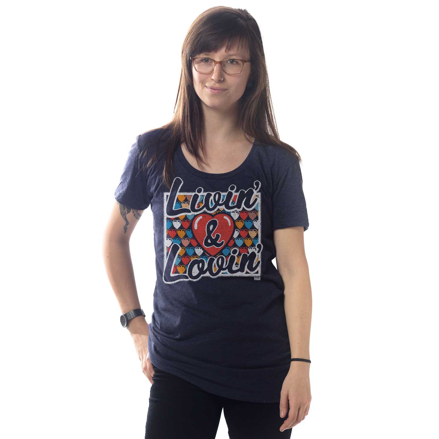 Women's Livin & Lovin Vintage Graphic Tee | Cool Tom Petty T-shirt on Model | Solid Threads