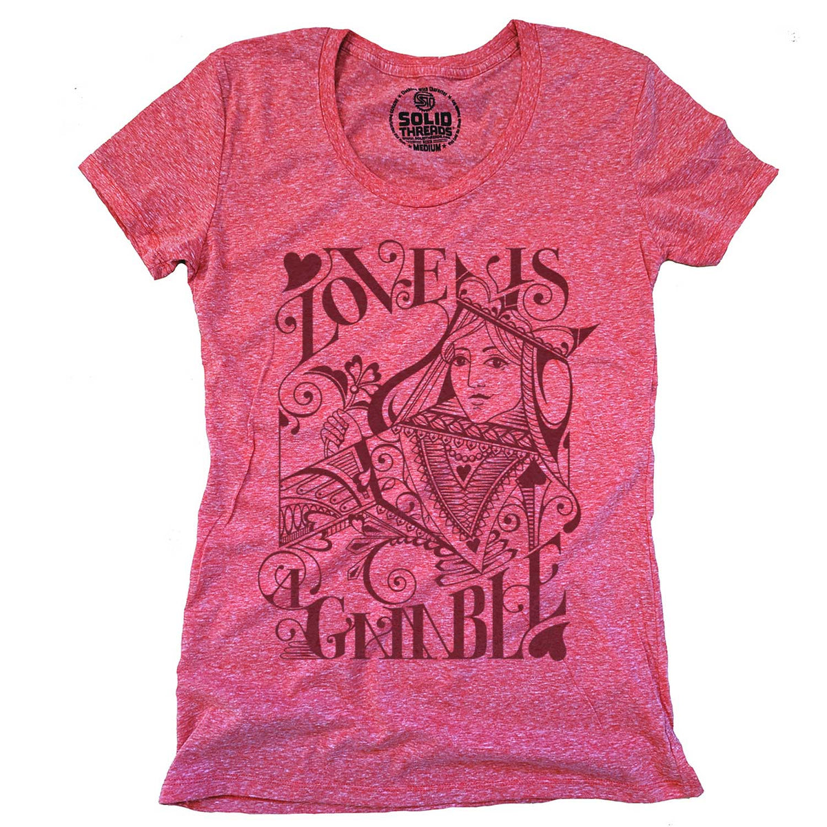 Women&#39;s Love Is A Gamble Vintage Graphic Tee | Cool Playing Cards T-shirt for Women | Solid Threads