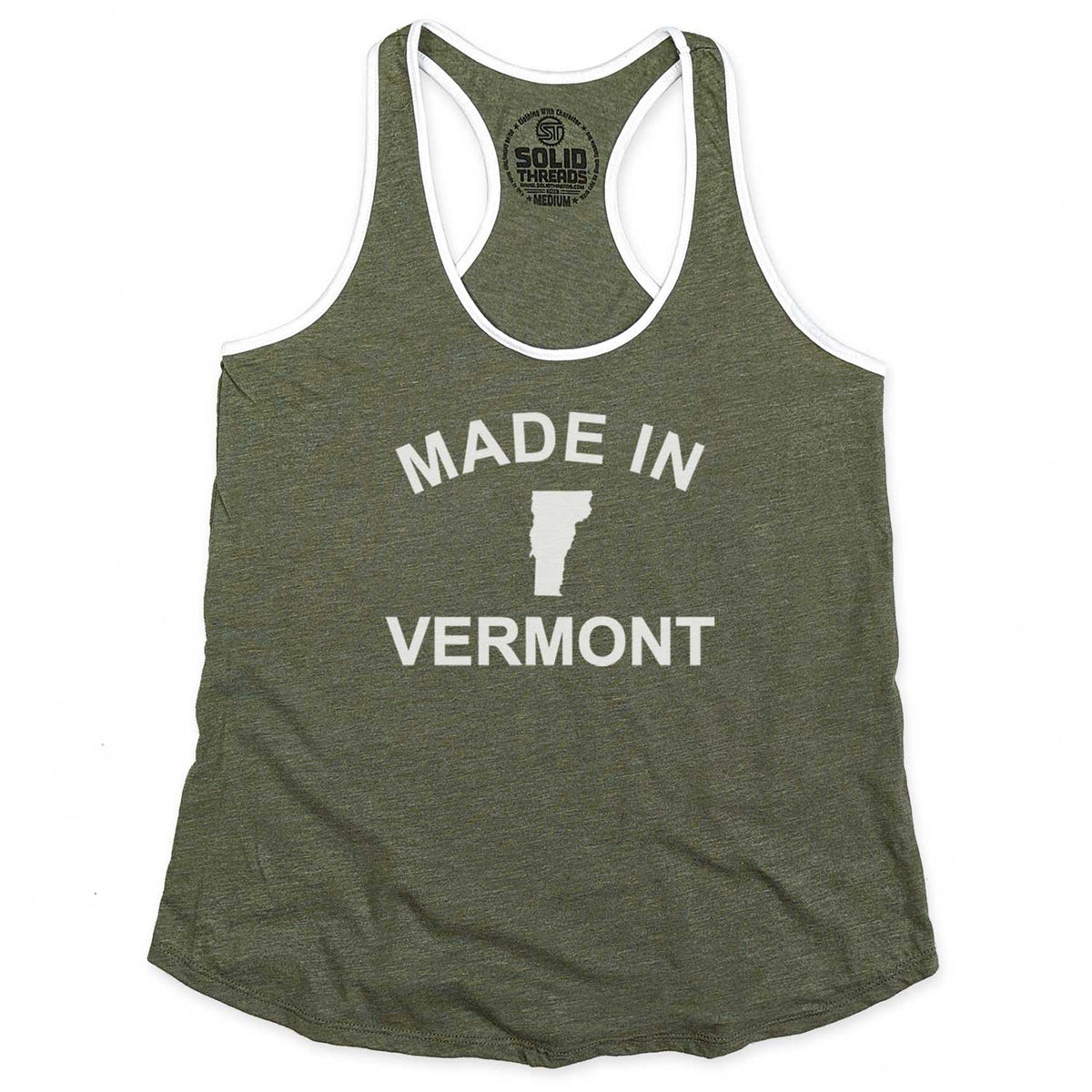 Women&#39;s Made in Vermont Vintage Graphic Tank Top | Green Mountain State T-Shirt | Solid Threads