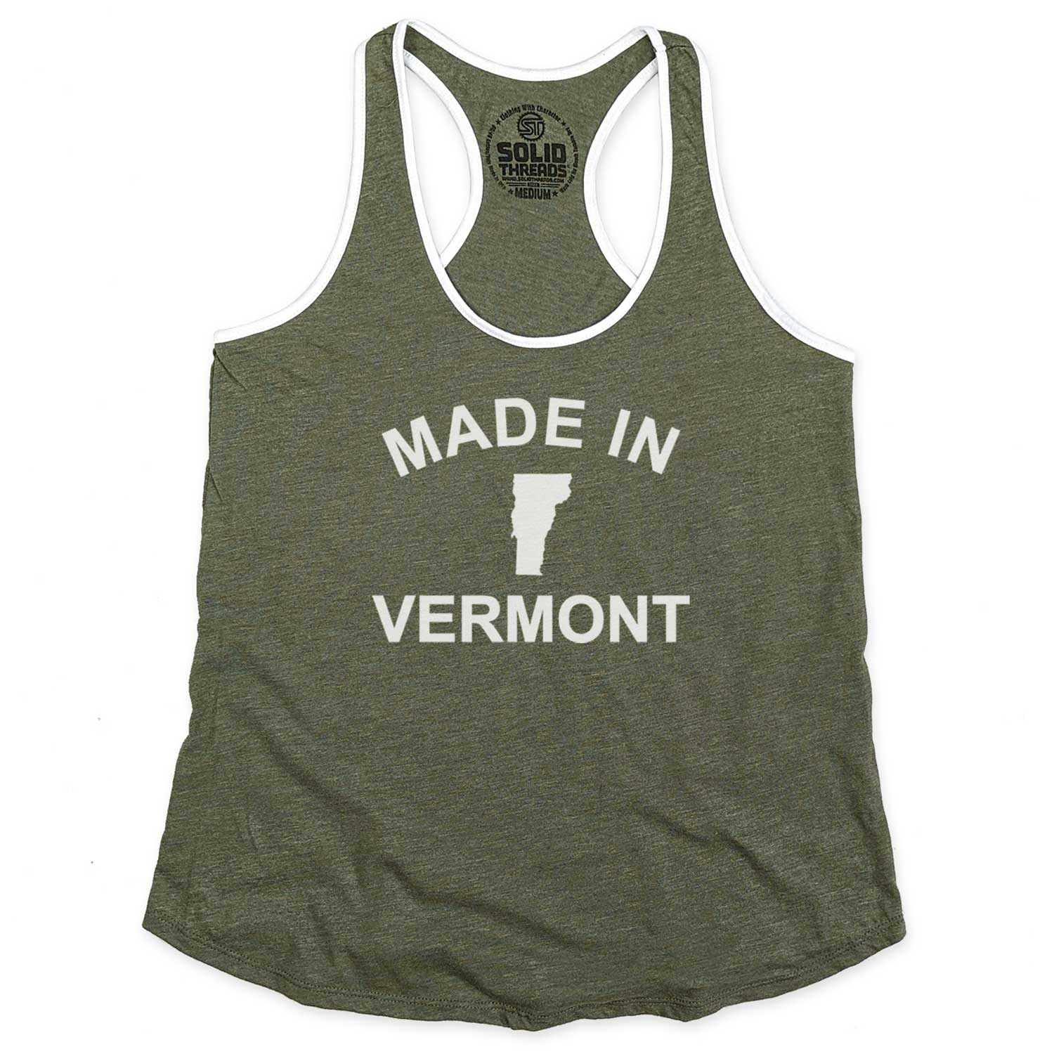 Women's Made in Vermont Vintage Graphic Tank Top | Green Mountain State T-Shirt | Solid Threads