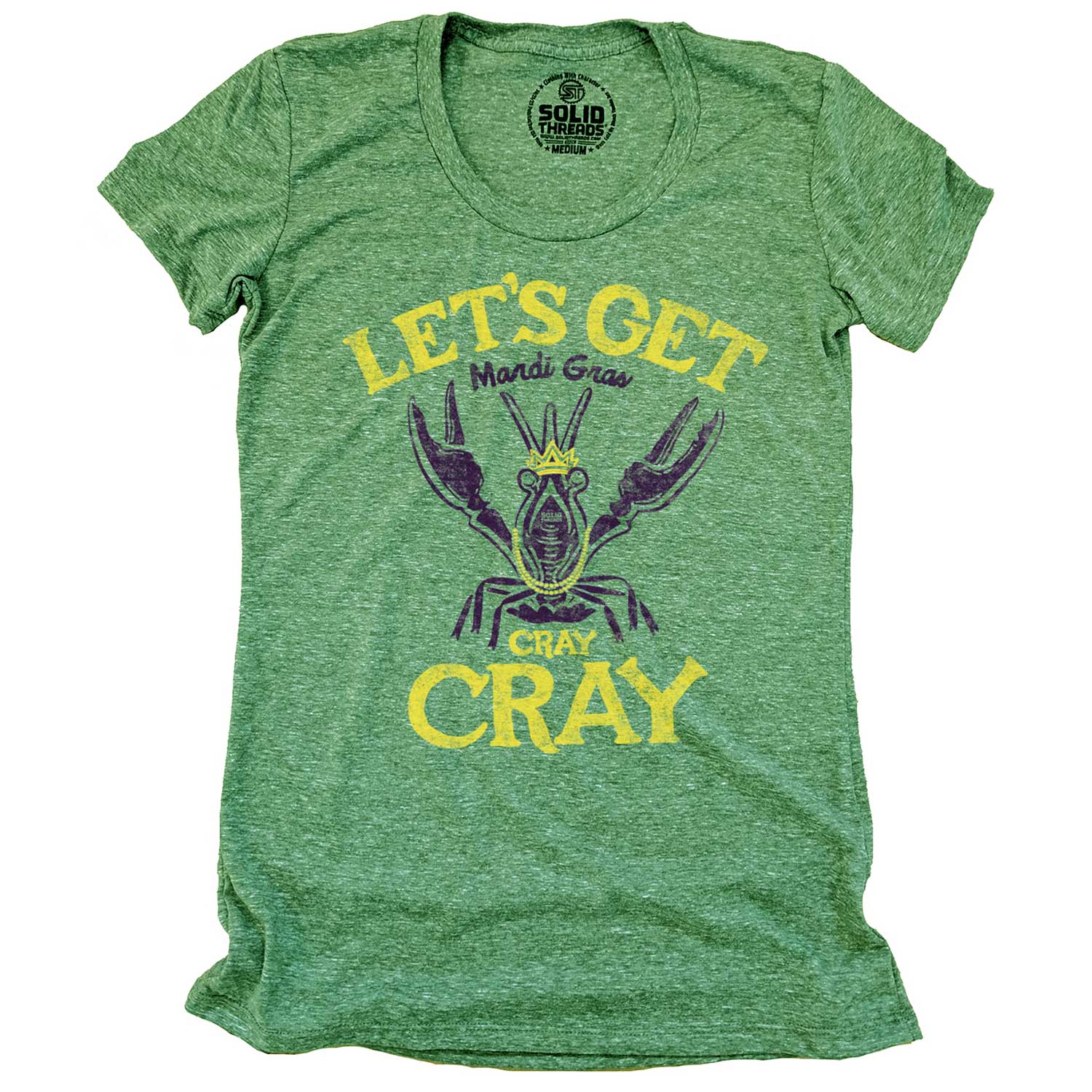 Women's Mardi Gras Cray Cray Vintage Graphic T-Shirt | Funny New Orleans Tee Orleans | Solid Threads