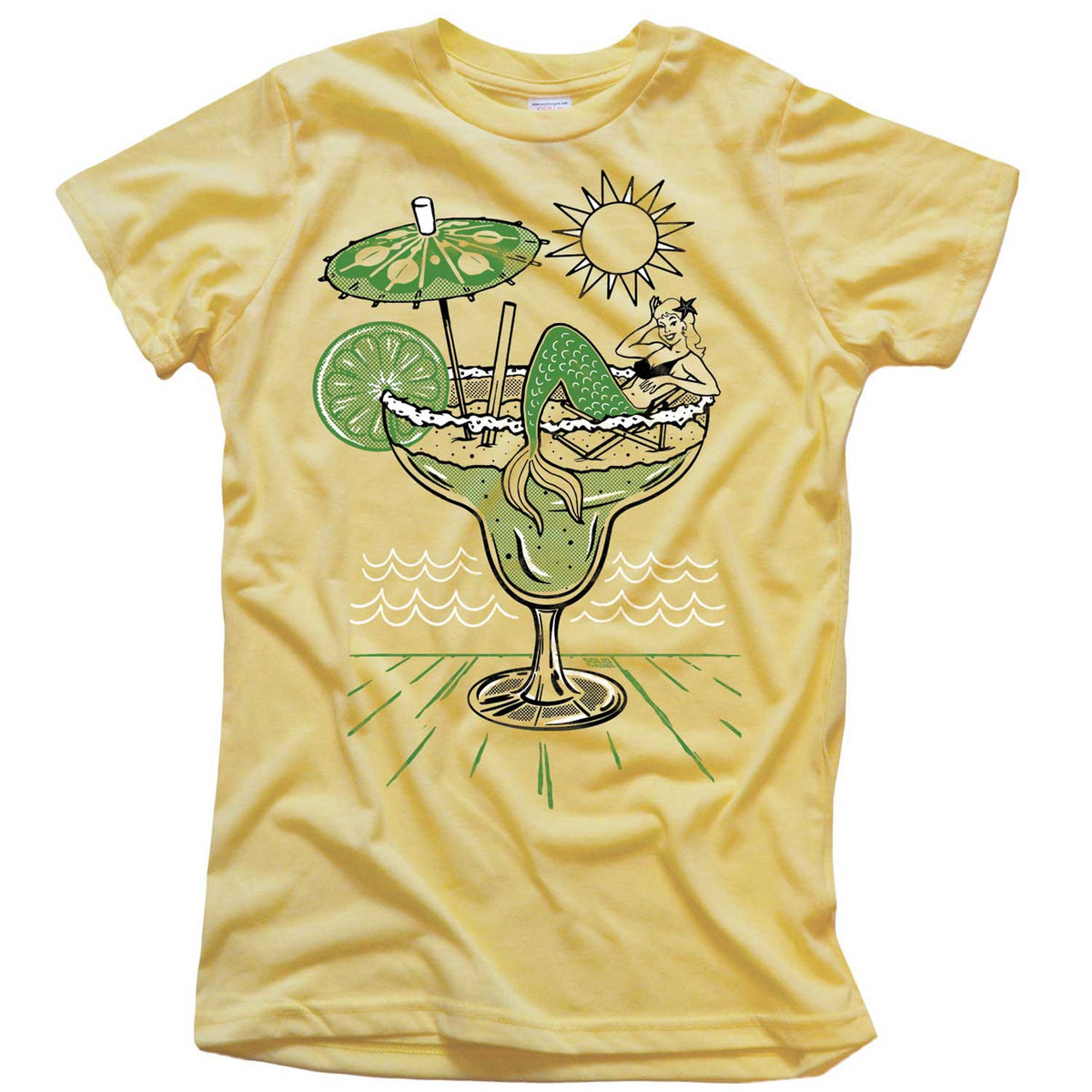 Women&#39;s Margarita Mermaid Vintage Graphic Crop Top | Retro Drinking T-shirt | Solid Threads