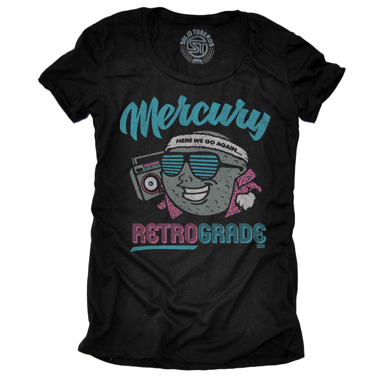 Women's Mercury Retrograde Vintage 80s Graphic T-Shirt | Funny Astrology Tee | Solid Threads