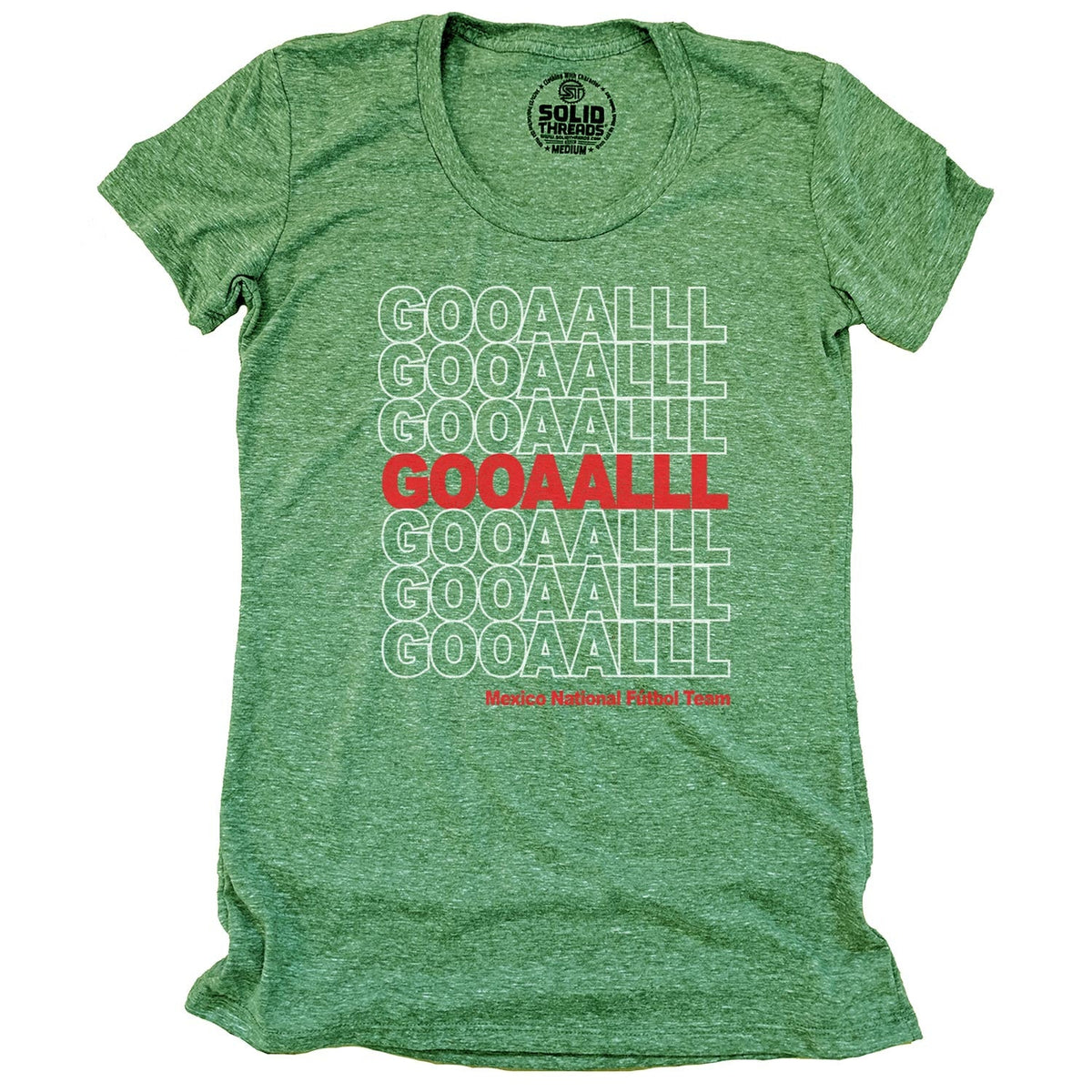 Women&#39;s Mexico Soccer Gooaalll Vintage Graphic Tee | Cool World Cup Football T-Shirt | SOLID THREADS