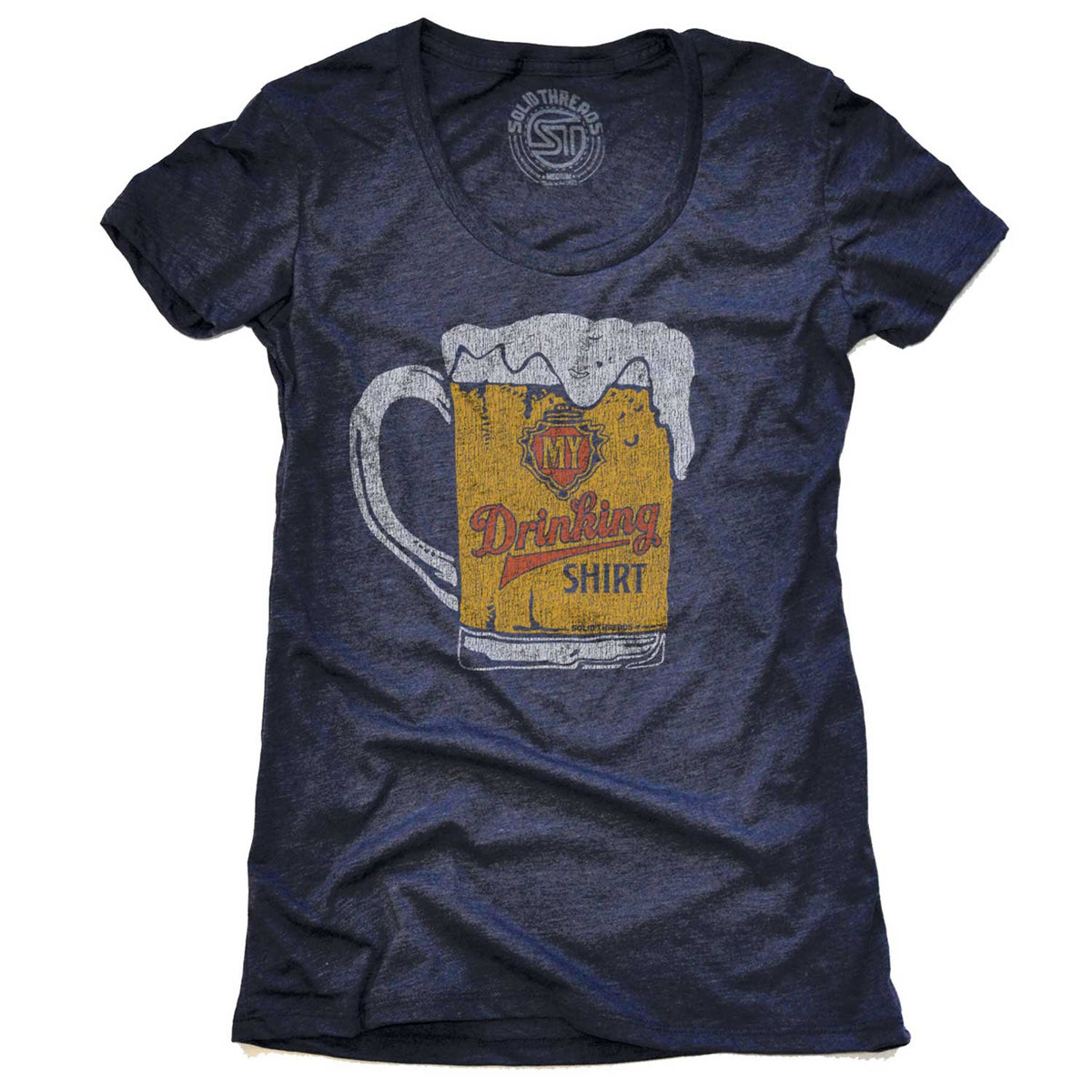 Women&#39;s My Drinking Shirt Vintage Pint Glass Graphic Tee | Funny Drinking T-Shirt | Solid Threads