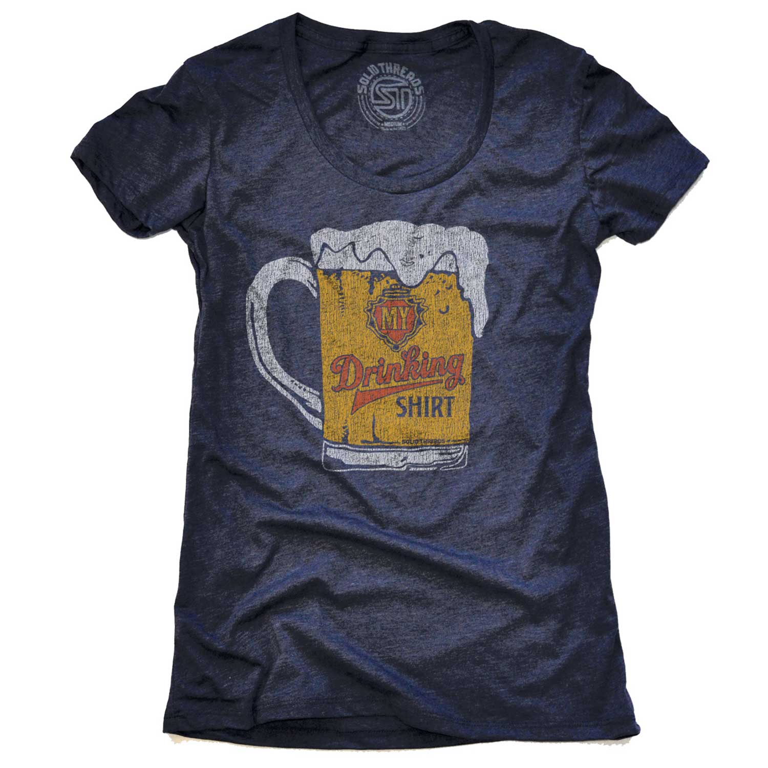 Women's My Drinking Shirt Vintage Pint Glass Graphic Tee | Funny Drinking T-Shirt | Solid Threads
