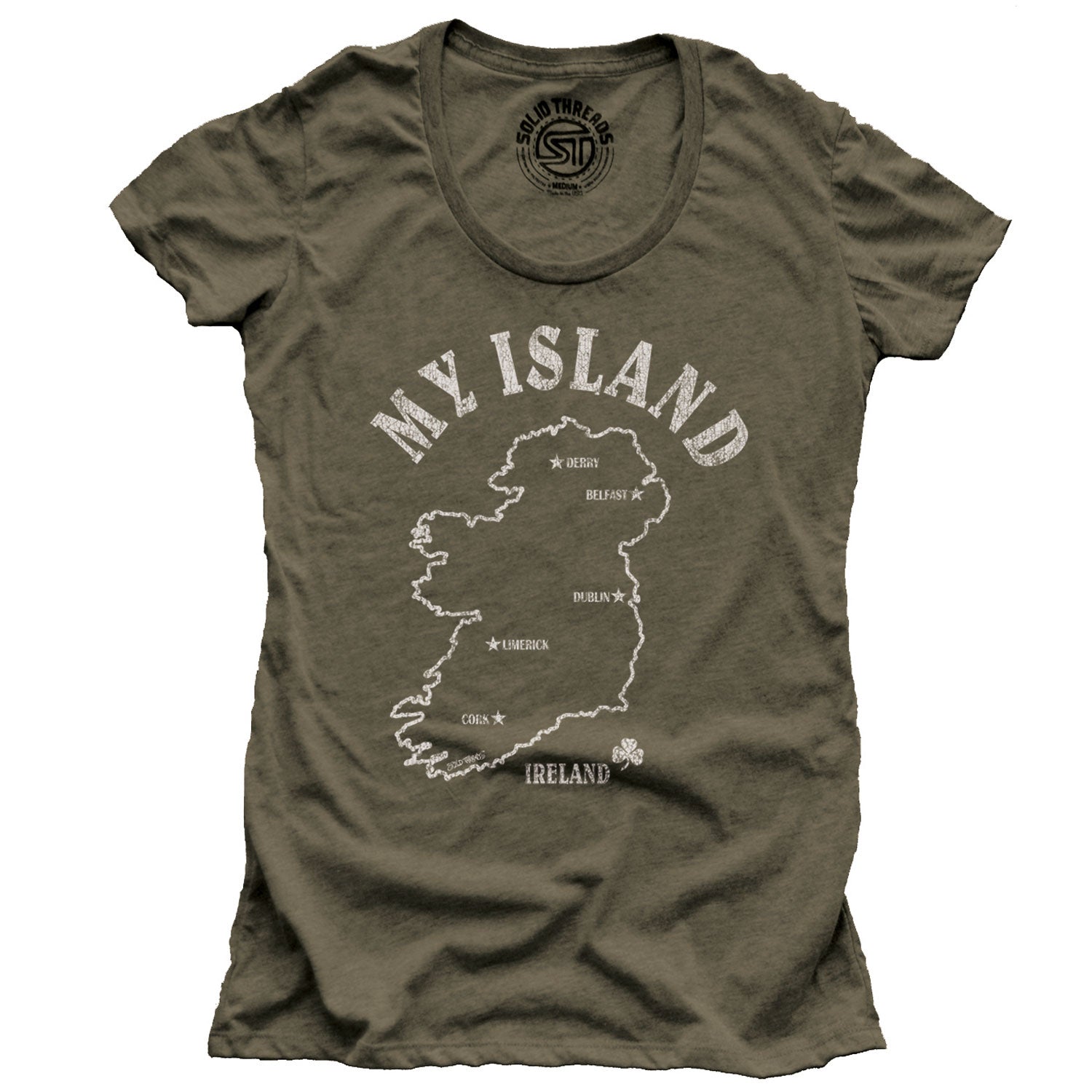 Women's My Island Ireland Cool Graphic T-Shirt | Vintage Irish Pride Soft Tee | Solid Threads