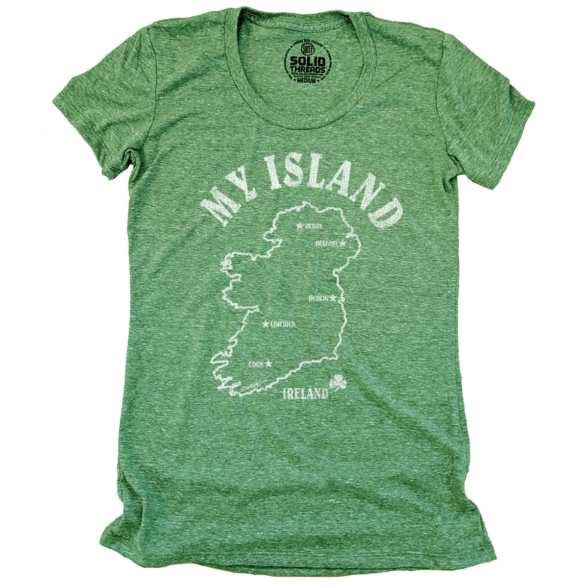 Women&#39;s My Island Ireland Cool Graphic T-Shirt | Vintage Irish Pride Triblend Tee | Solid Threads