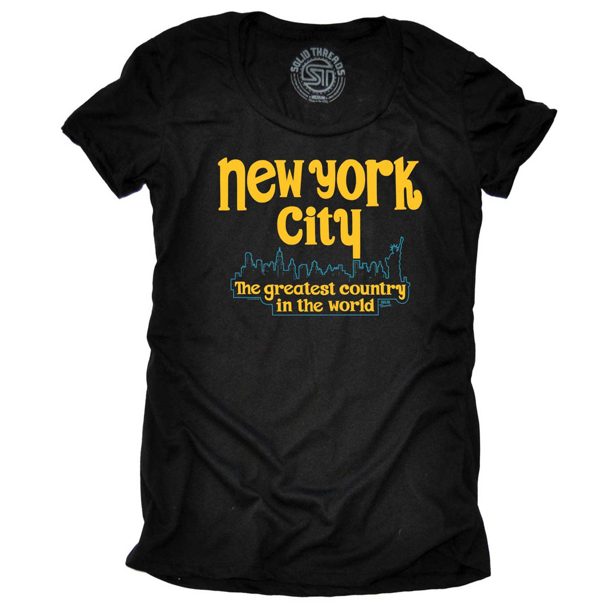 Women&#39;s New York City Greatest Country Vintage Graphic T-Shirt | Funny Big Apple Tee | Solid Threads