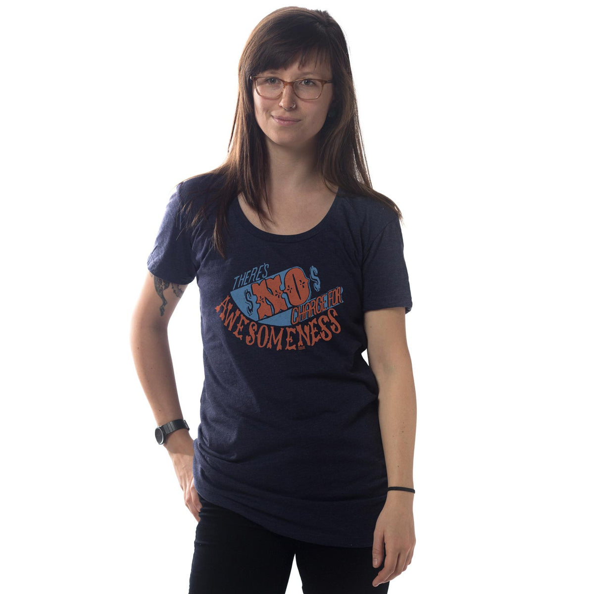 Women's No Charge For Awesomeness Vintage Graphic Tee | Funny T-Shirt On Model | Solid Threads