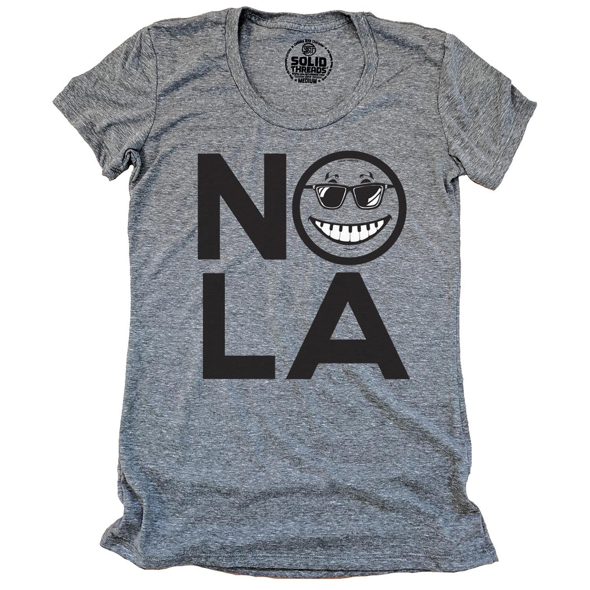 Women&#39;s NOLA Smile Vintage Music Graphic T-Shirt | Vintage New Orleans Piano Tee | Solid Threads