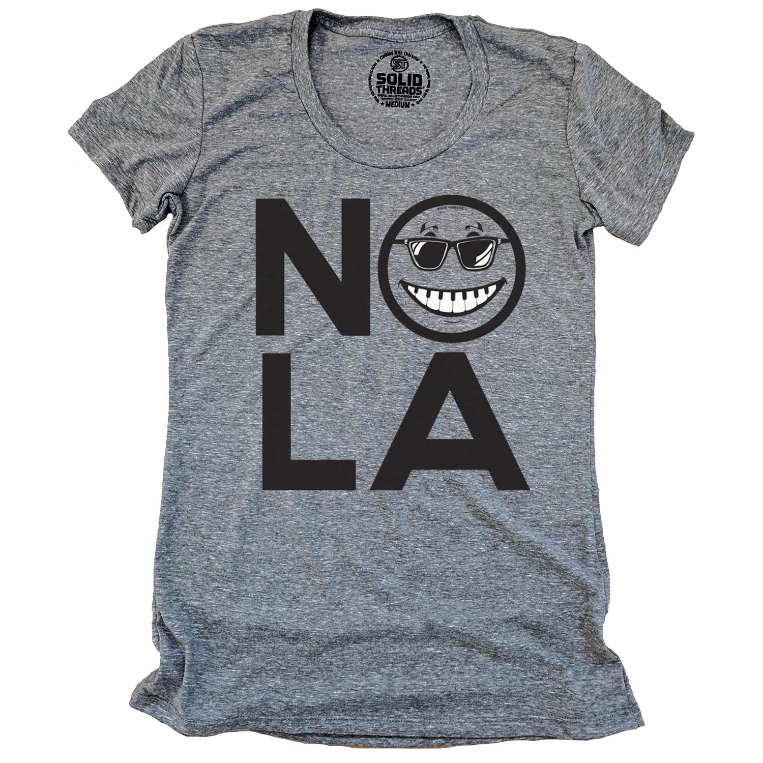Women's NOLA Smile Vintage Music Graphic T-Shirt | Vintage New Orleans Piano Tee | Solid Threads