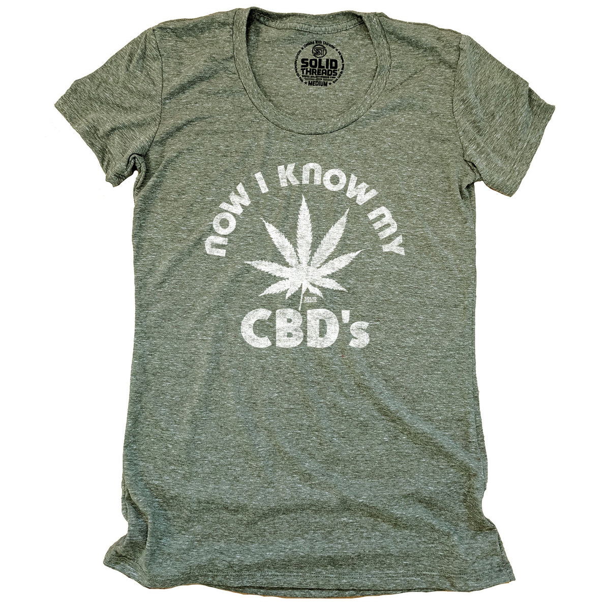 Women&#39;s Now I Know My CBD&#39;s Vintage Graphic Tee | Retro Marijuana Triblend T-shirt | SOLID THREADS