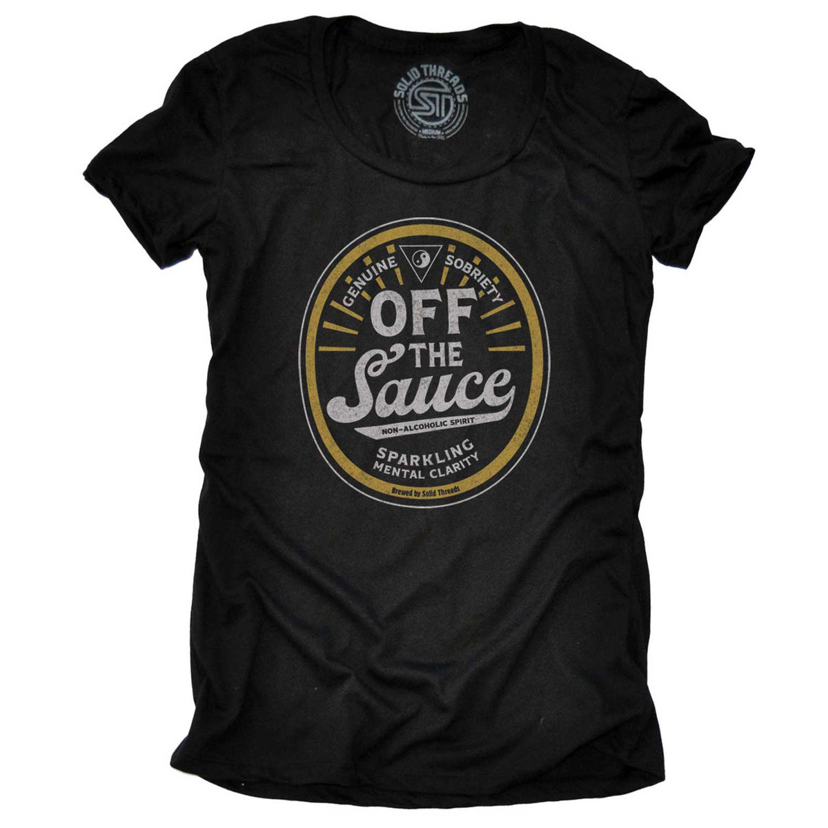 Women&#39;s Off The Sauce Cool Recovery Graphic T-Shirt | Vintage Celebrate Sobriety Tee | Solid Threads