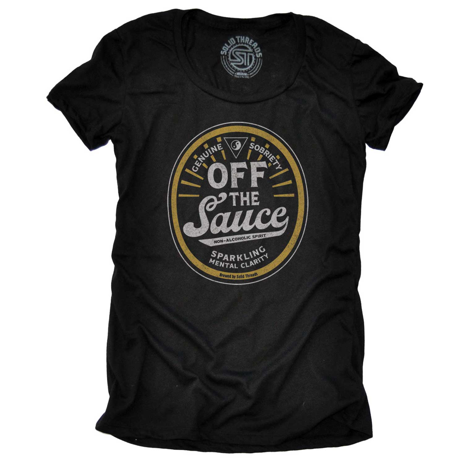 Women's Off The Sauce Cool Recovery Graphic T-Shirt | Vintage Celebrate Sobriety Tee | Solid Threads